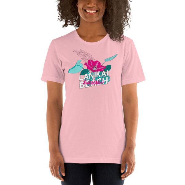 Tropical Lanikai Beach t-shirt woman in unisex pink